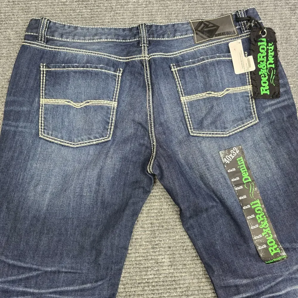 Rock & Roll Cowboy Pistol Jeans Mens 40x32 NWT Dark Wash Straight Leg Western